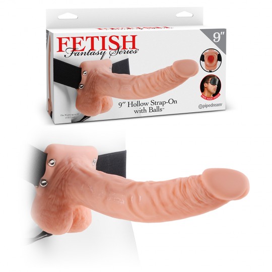 STRAP-ON OCO COM TESTÍCULOS 9&quot; FETISH FANTASY SERIES BRANCO