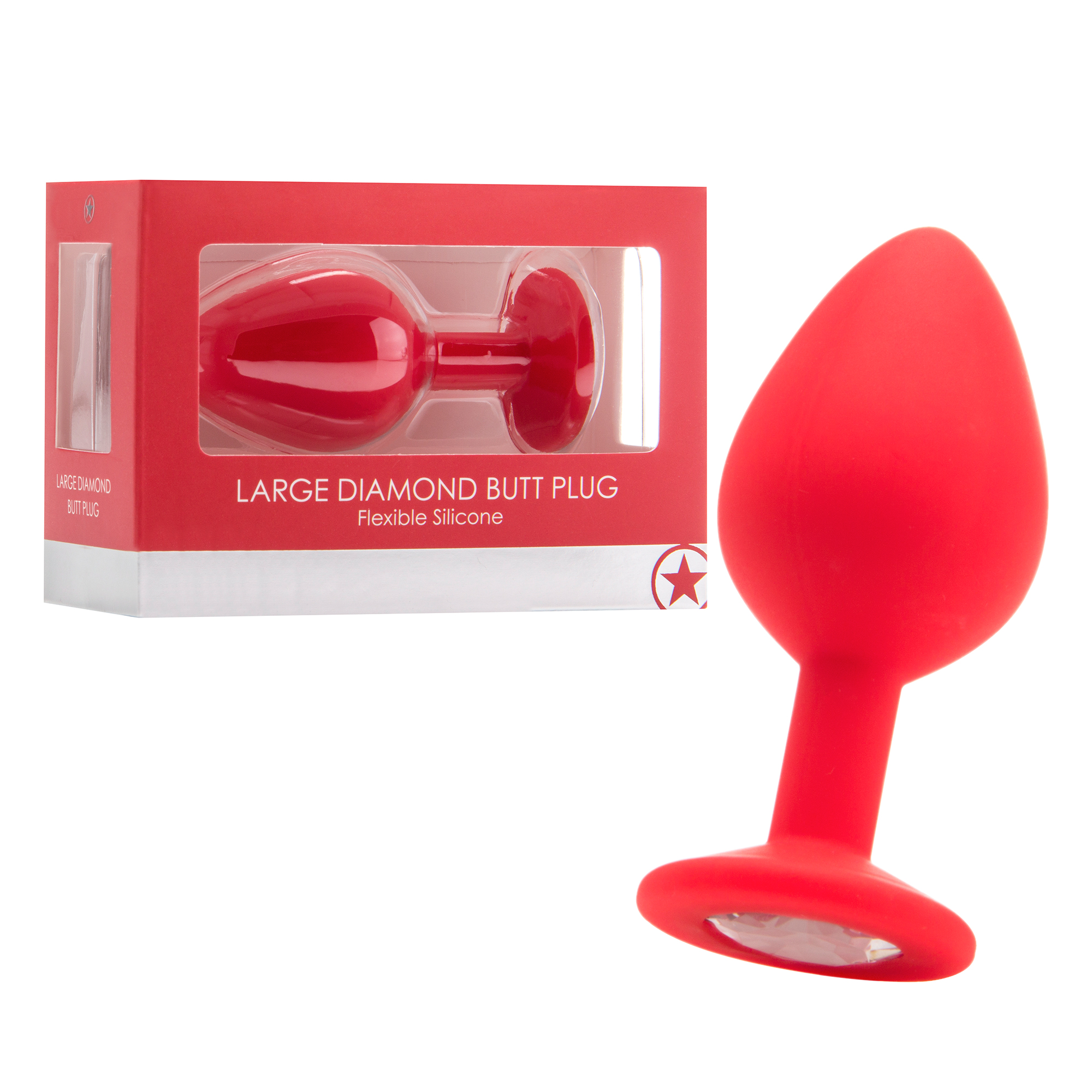 LARGE DIAMOND BUTT PLUG RED