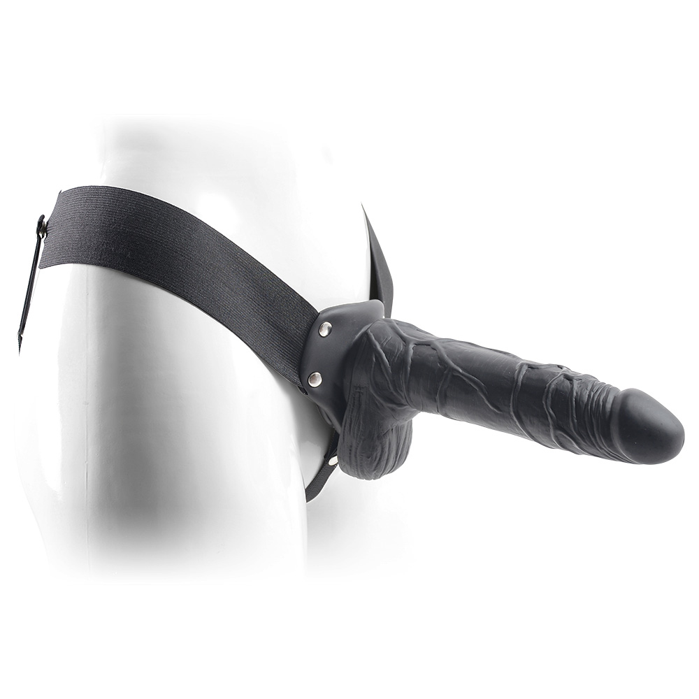 REAL RAPTURE AIR FEELING 8&quot; HOLLOW STRAP-ON WITH SCROTUM BLACK