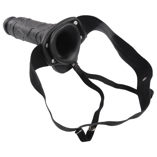 REAL RAPTURE AIR FEELING 8&quot; HOLLOW STRAP-ON WITH SCROTUM BLACK