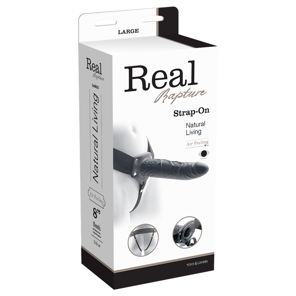 STRAP-ON HUECO CON VIBRACIÓN REAL RAPTURE AIR FEELING 8&quot; BLACK