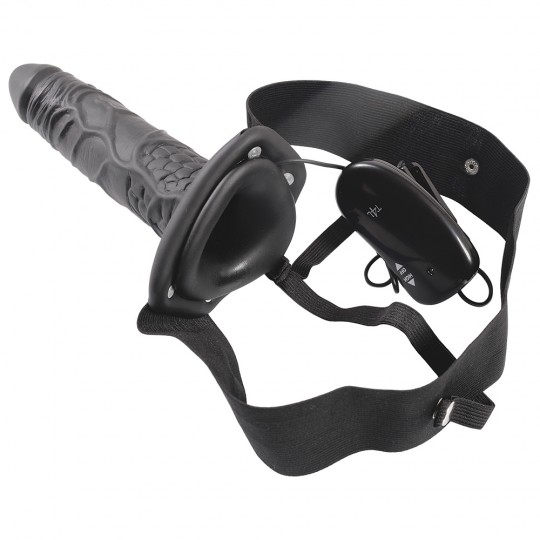 STRAP-ON HUECO CON VIBRACIÓN REAL RAPTURE AIR FEELING 8&quot; BLACK