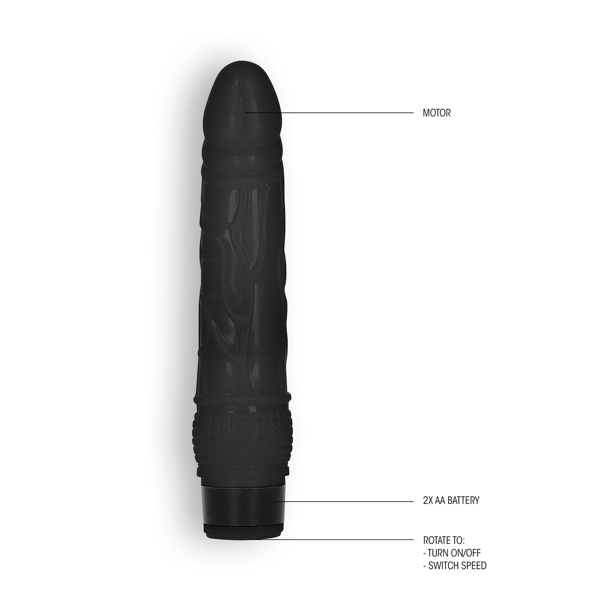 VIBRADOR REALISTA 8&quot; THIN VIBE GC NEGRO