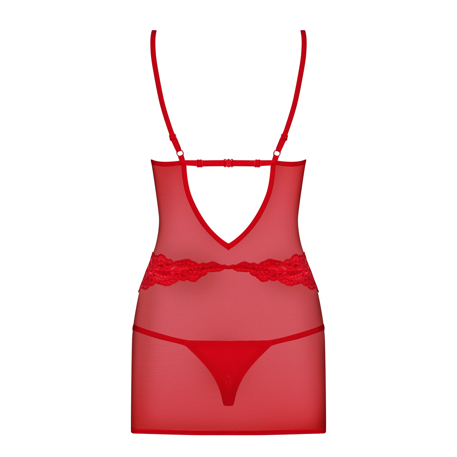 OBSESSIVE 829-CHE CHEMISE AND THONG RED