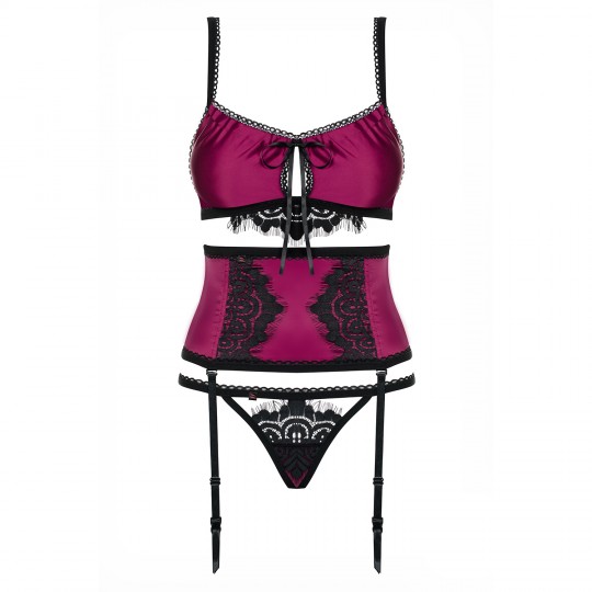 OBSESSIVE 861-SEG SET AND THONG BORDEAUX