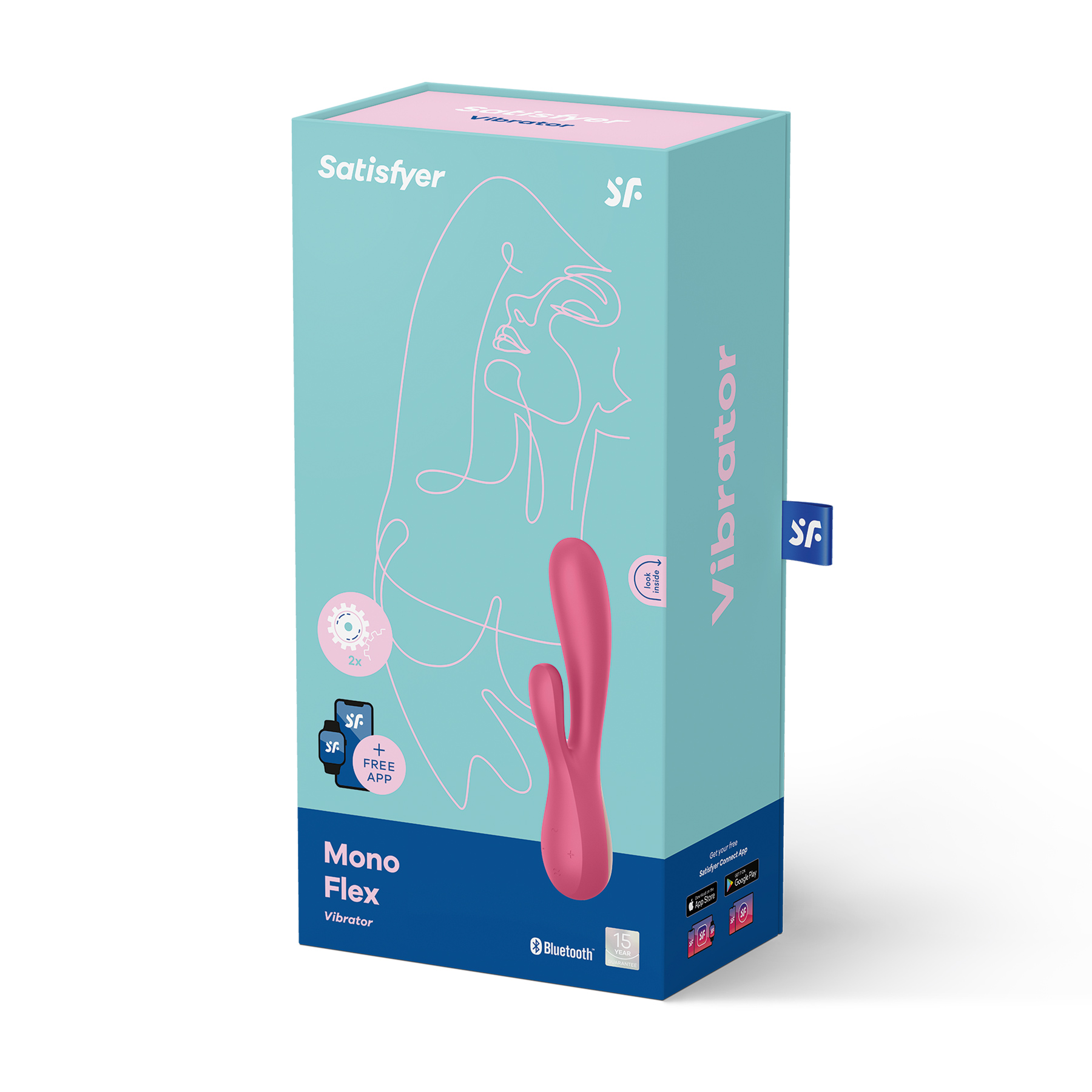 VIBRADOR MONO FLEX CON APP Y BLUETOOTH SATISFYER ROJO