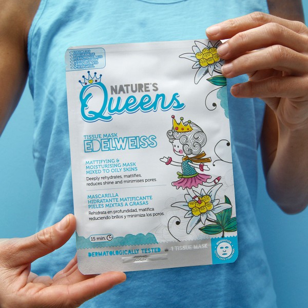 NATURE&#039;S QUEENS MATTIFYING FACIAL TISSUE MASK EDELWEISS 25ML