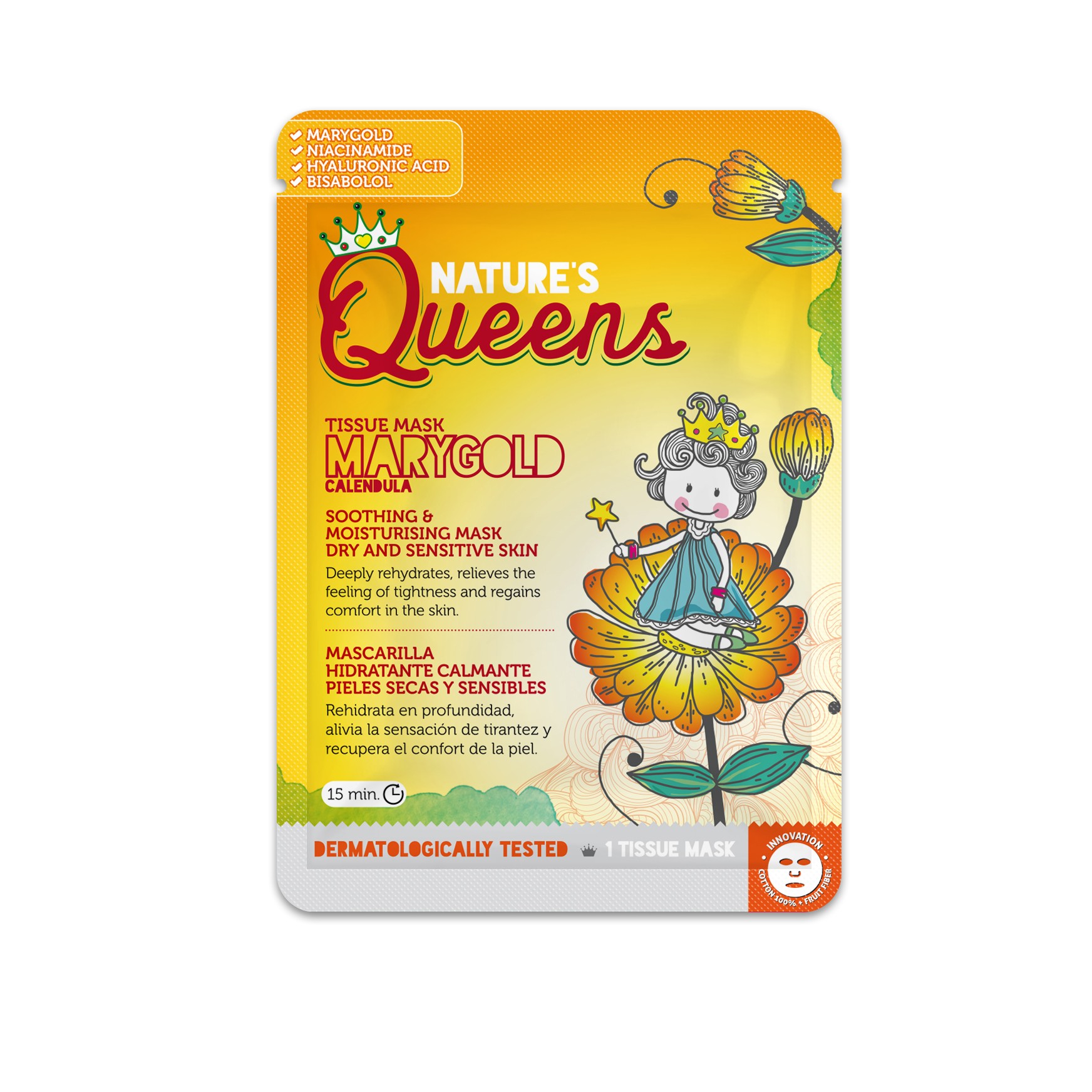 NATURE&#039;S QUEENS SOOTHING FACIAL TISSUE MASK MARYGOLD 25ML