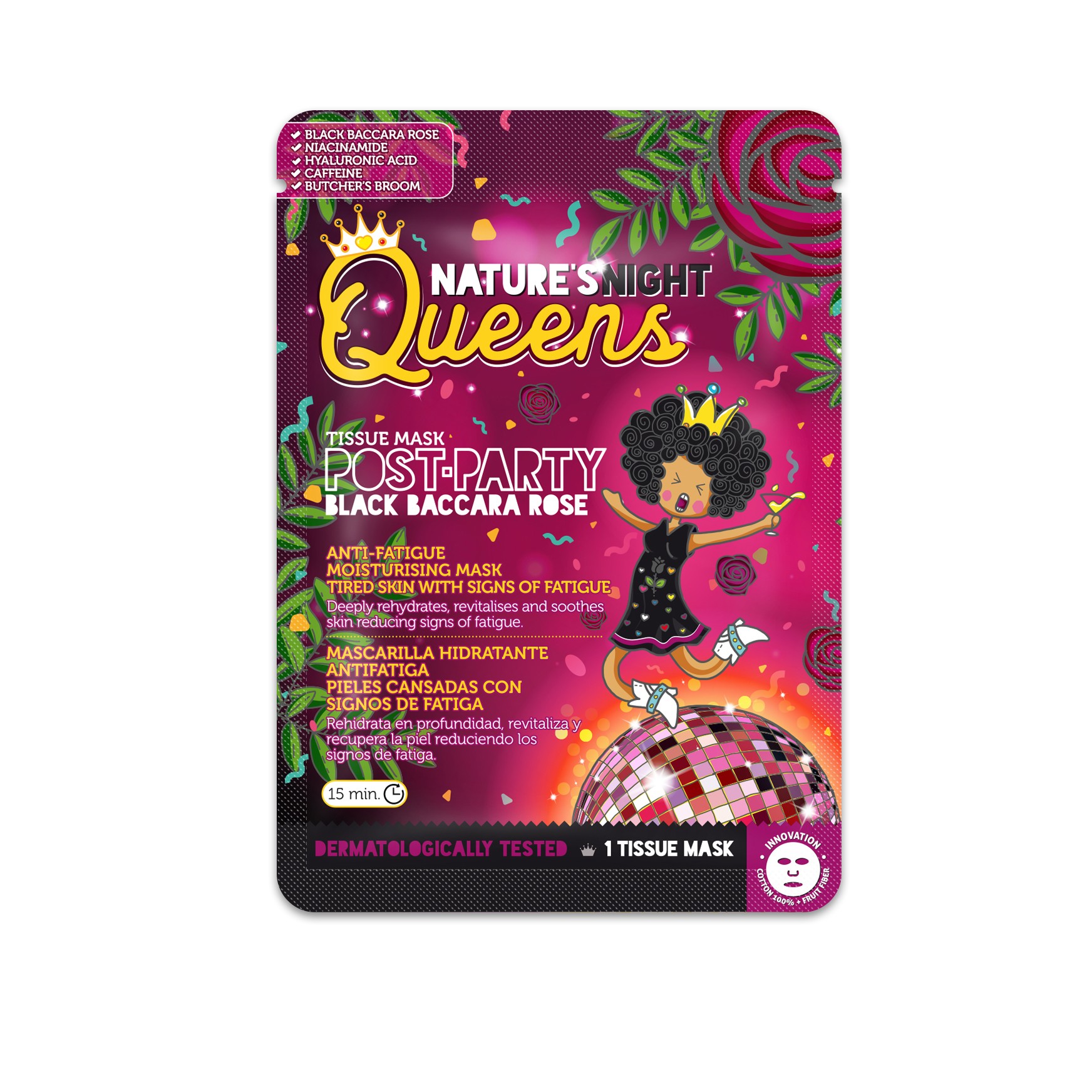 NATURE&#039;S QUEENS ANTI-FATIGUE FACIAL TISSUE MASK POST PARTY 25ML