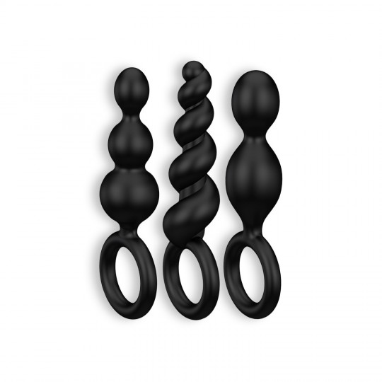 CONJUNTO DE 3 PLUGS ANALES BOOTY CALL SATISFYER NEGROS