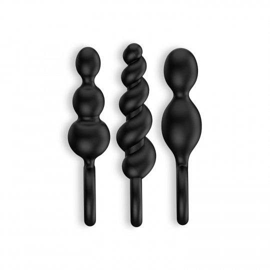 CONJUNTO DE 3 PLUGS ANALES BOOTY CALL SATISFYER NEGROS