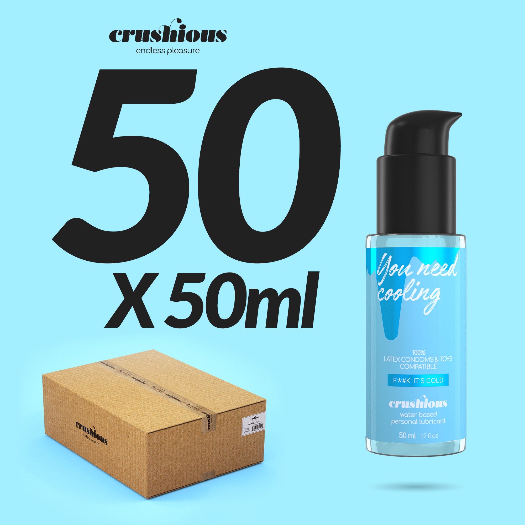 CONFEZIONE DA 50 LUBRIFICANTI AD EFFETTO FREDDO 50 ML CRUSHIOUS