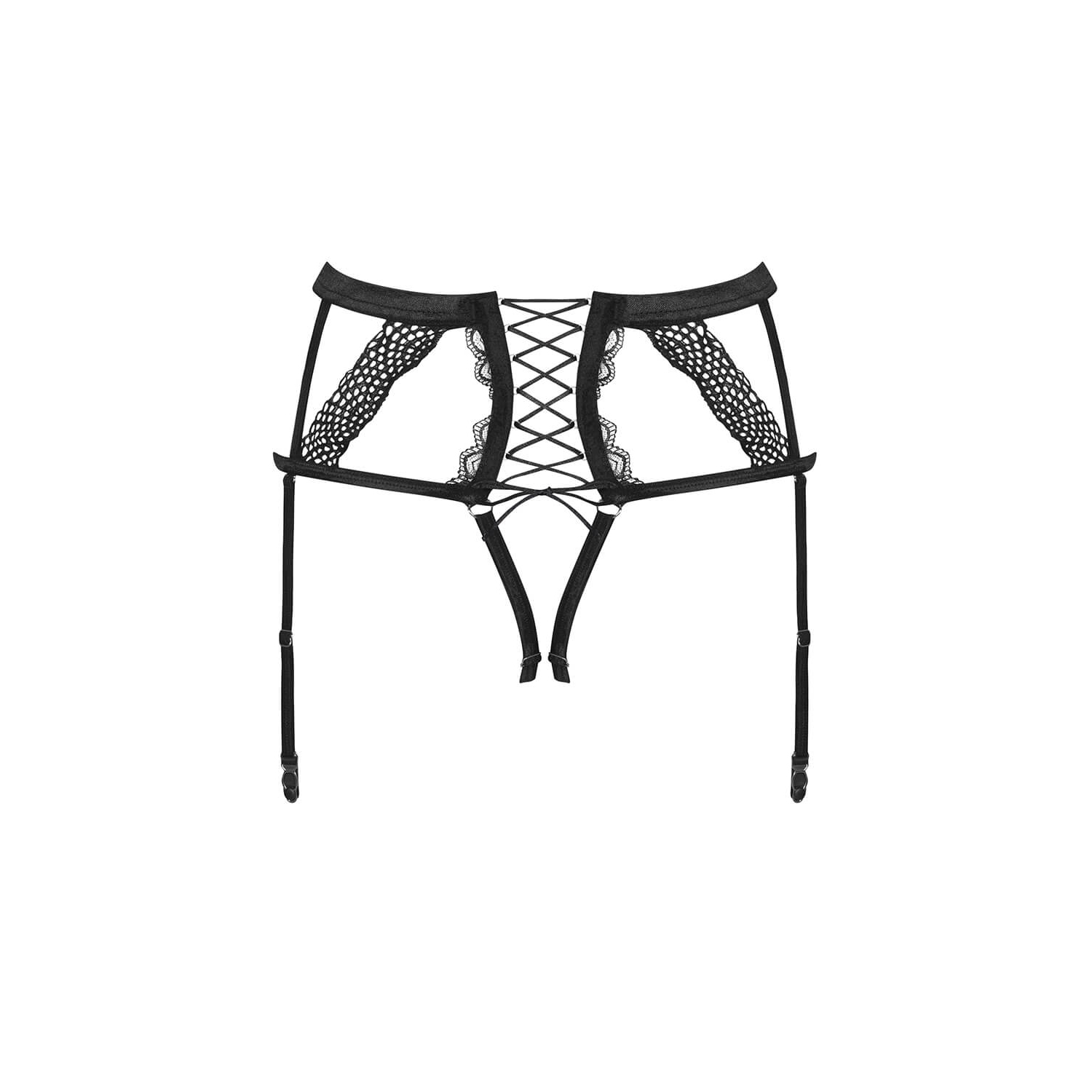 OBSSESSIVE BRAVELLE GARTER BELT AND THONG BLACK