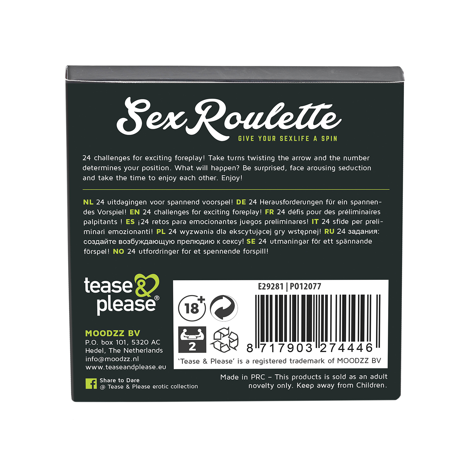 JUEGO SEX ROULETTE FOREPLAY NL-DE-EN-FR-ES-IT-PL-RU-SE-NO