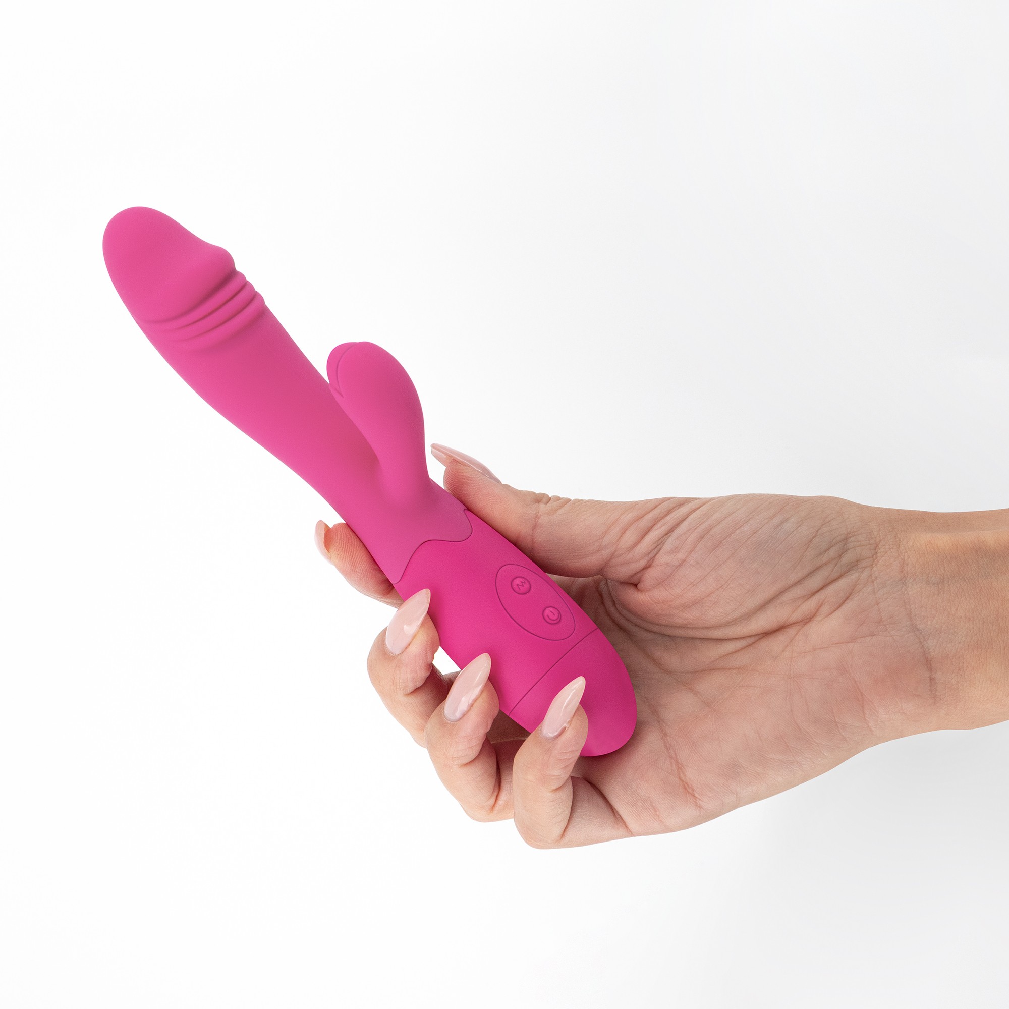 VIBRATORE RICARICABILE CON STIMOLATORE CLITORIDEO HOT PINK BLOSSOMS E LUBRIFICANTE A BASE D&#039;ACQUA INCLUSO CRUSHIOUS