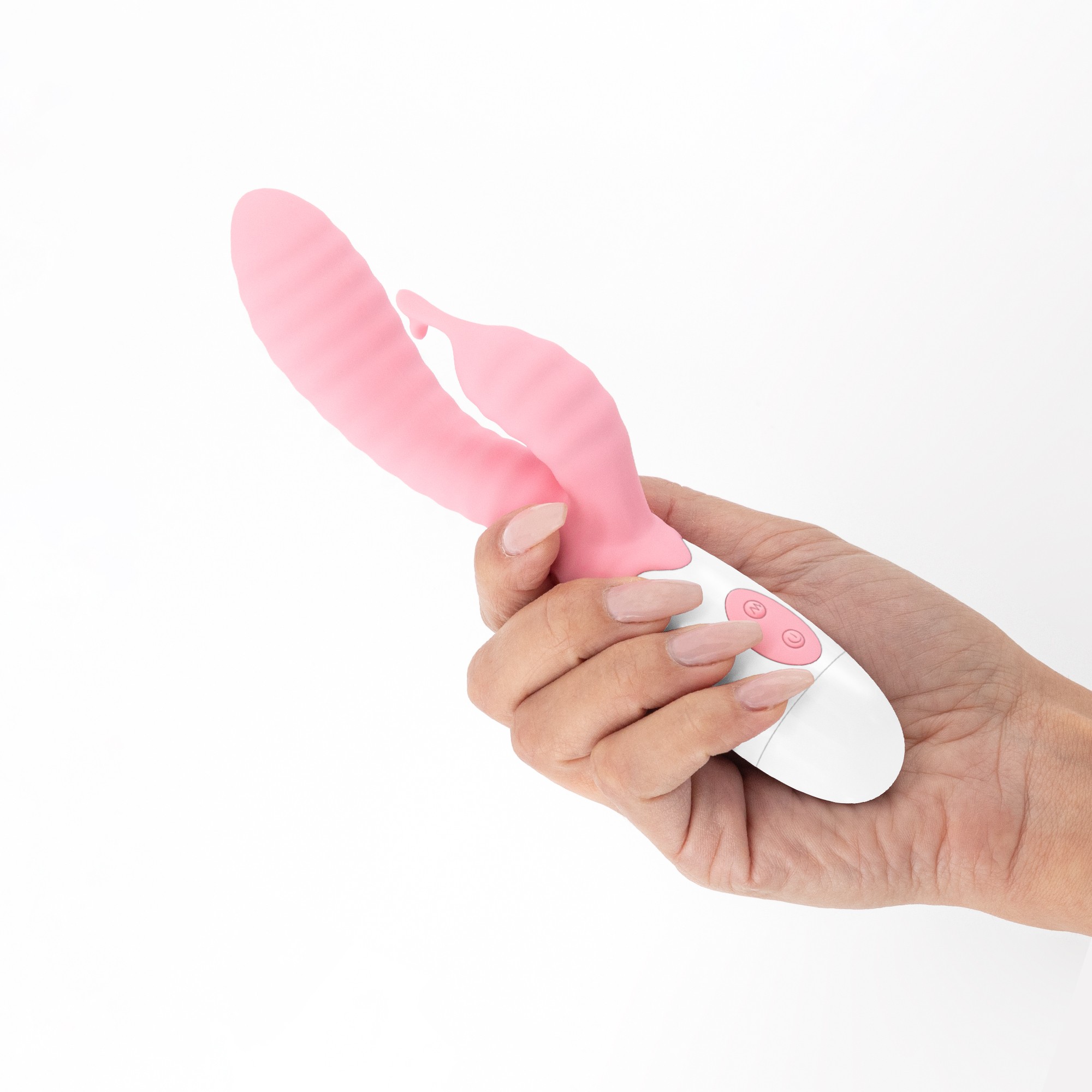 VIBRADOR CON ESTIMULADOR DE CLÍTORIS GUMMIE ROSA Y LUBRICANTE DE BASE AGUA INCLUIDO CRUSHIOUS