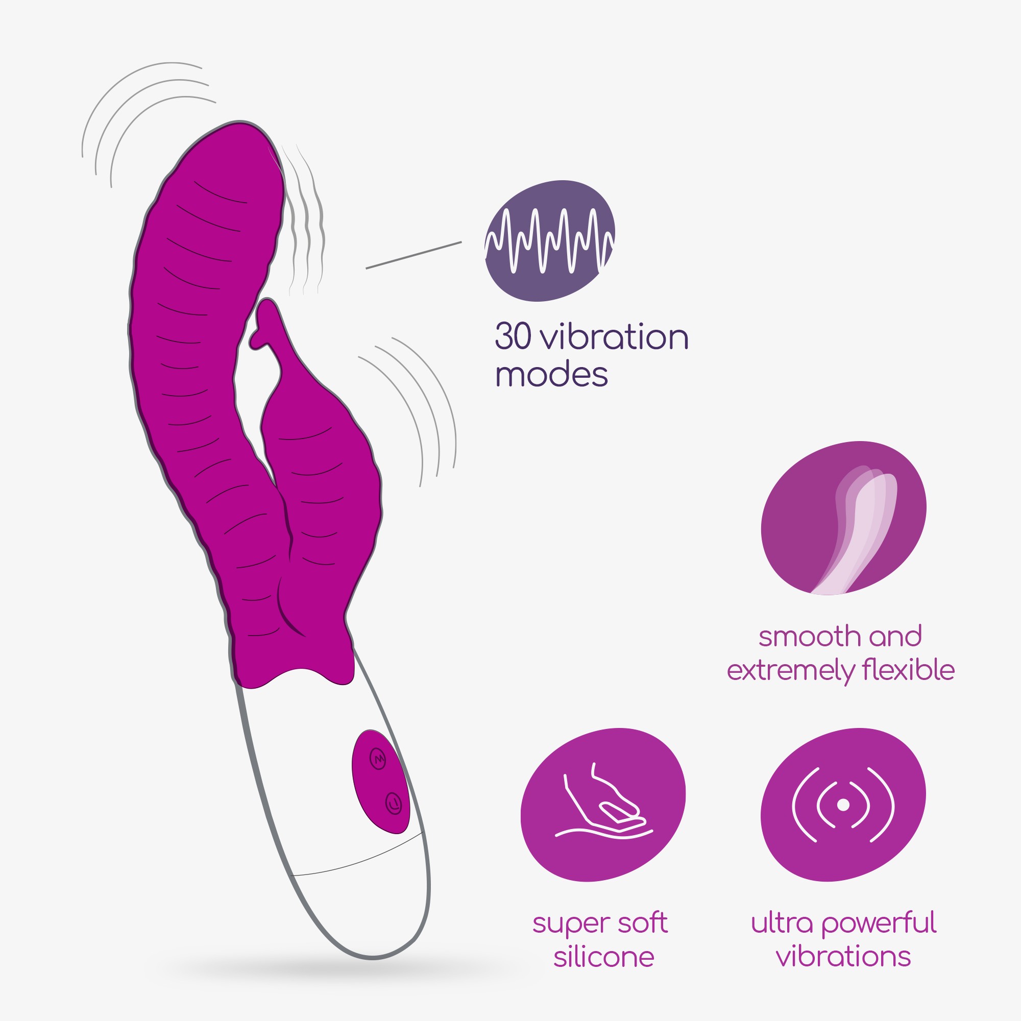 VIBRADOR COM ESTIMULADOR DE CLITÓRIS GUMMIE ROXO E LUBRIFICANTE À BASE DE ÁGUA INCLUÍDO CRUSHIOUS