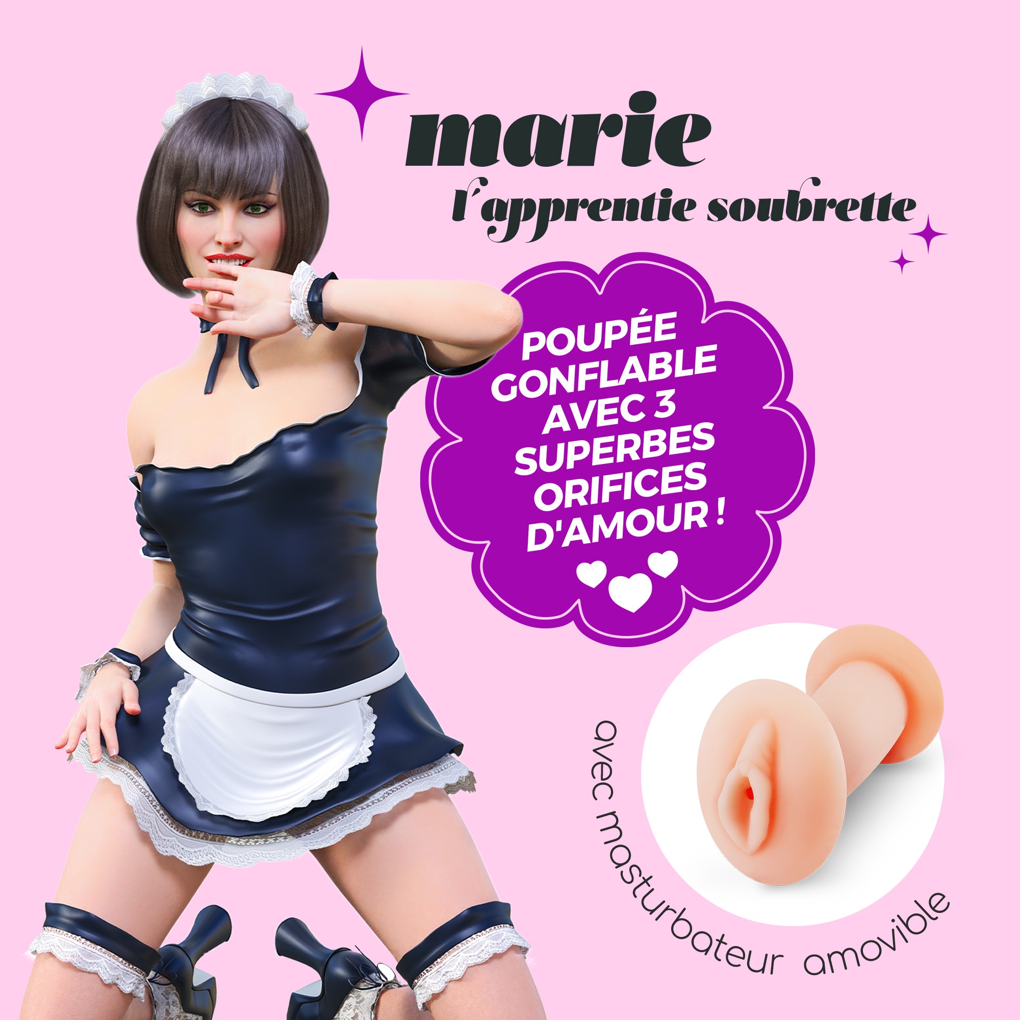 MARIE L&#039;APPRENTIE SOUBRETTE MUÑECA INFLABLE CON MASTURBADOR