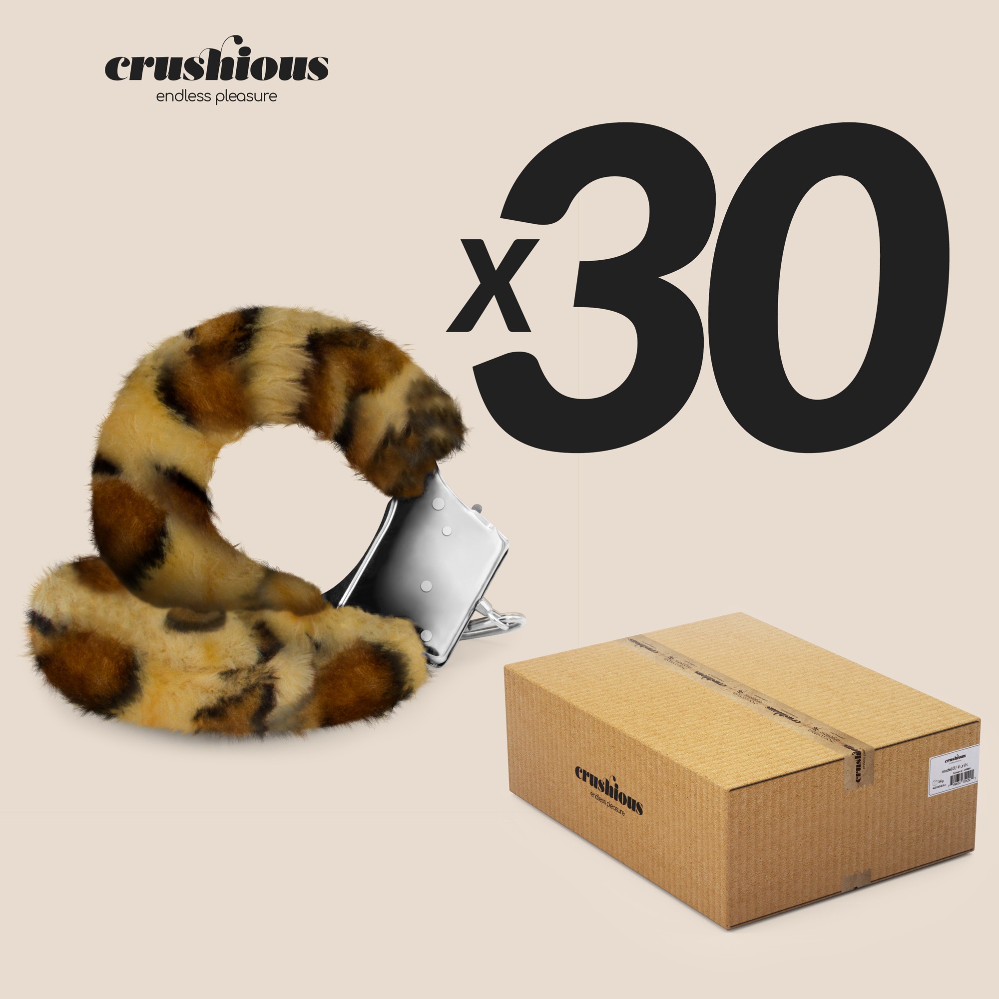 PACK DE 30 ESPOSAS DE FELPA LOVE CUFFS CRUSHIOUS LEOPARDO