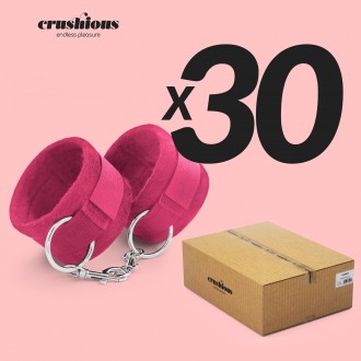 PACK DE 30 MENOTTES DE VELCRO TOUGH LOVE AVEC CHAINE DE 40CM SUPPLÉMENTAIRE CRUSHIOUS ROSA