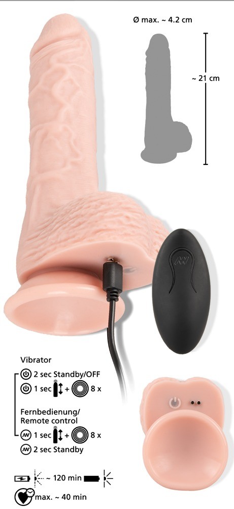 VIBRADOR REALISTA COM FUNÇÃO VAI-VEM E COMANDO SEM FIOS MEDICAL SILICONE RC VIBRATOR YOU2TOYS