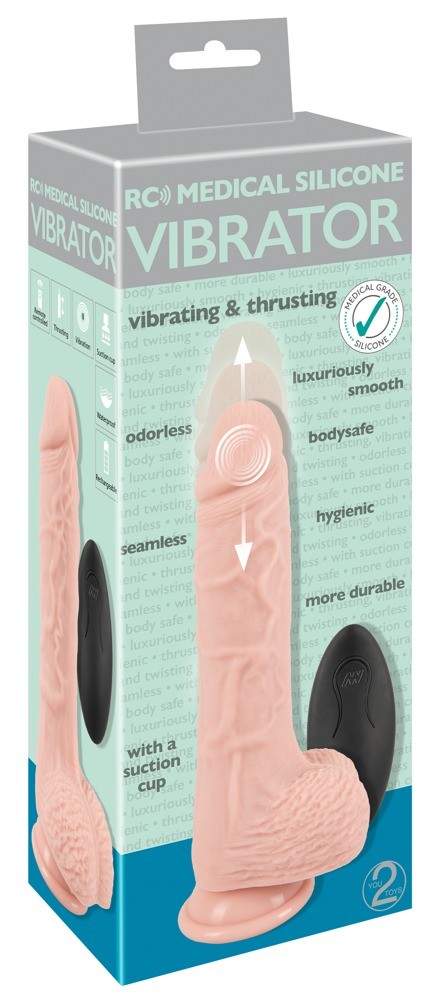 VIBRADOR REALISTA COM FUNÇÃO VAI-VEM E COMANDO SEM FIOS MEDICAL SILICONE RC VIBRATOR YOU2TOYS