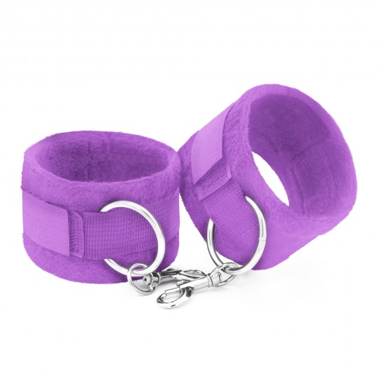 TOUGH LOVE VELCRO HANDCUFFS WITH EXTRA 40CM CHAIN CRUSHIOUS PURPLE