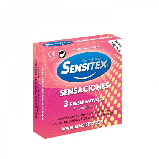 SENSITEX DISPLAY WITH 48X3 SENSATIONS VEGAN NATURAL CONDOMS 3 UNITS