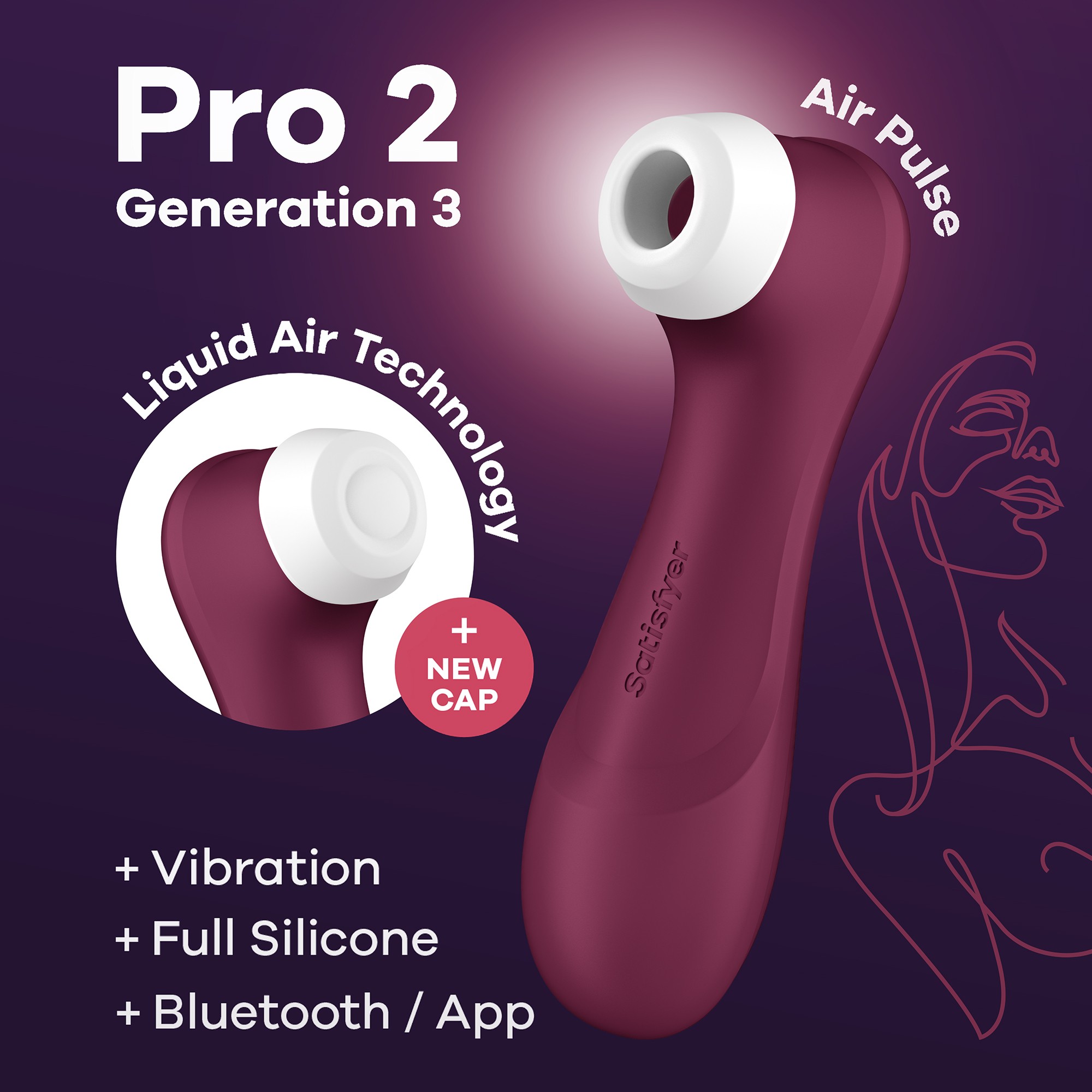 ESTIMULATEUR  PRO 2 GEN 3 SATISFYER AVEC CONNECT APP ROUGE VIN