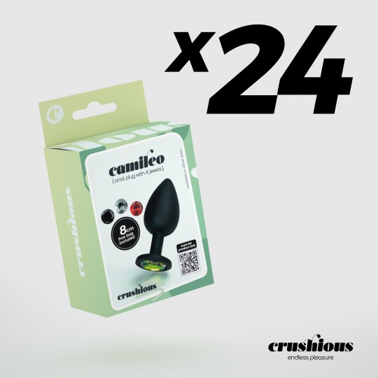 CONFEZIONE DA 24 CAMILEO PLUG ANALE MEDIO CON 4 GIOIELLI INTERCAMBIABILI CRUSHIOUS