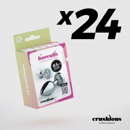 PACK DE 24 BOREALIS MOYEN PLUG ANAL AVEC LED CRUSHIOUS