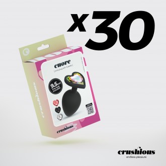 PACK DE 30 CUORE PLUG ANAL GRANDE CON 4 JOYAS INTERCAMBIABLES CRUSHIOUS