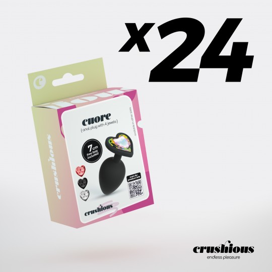 CONFEZIONE DA 24 CUORE PLUG ANALE PICCOLO CON 4 GIOIELLI INTERCAMBIABILI CRUSHIOUS