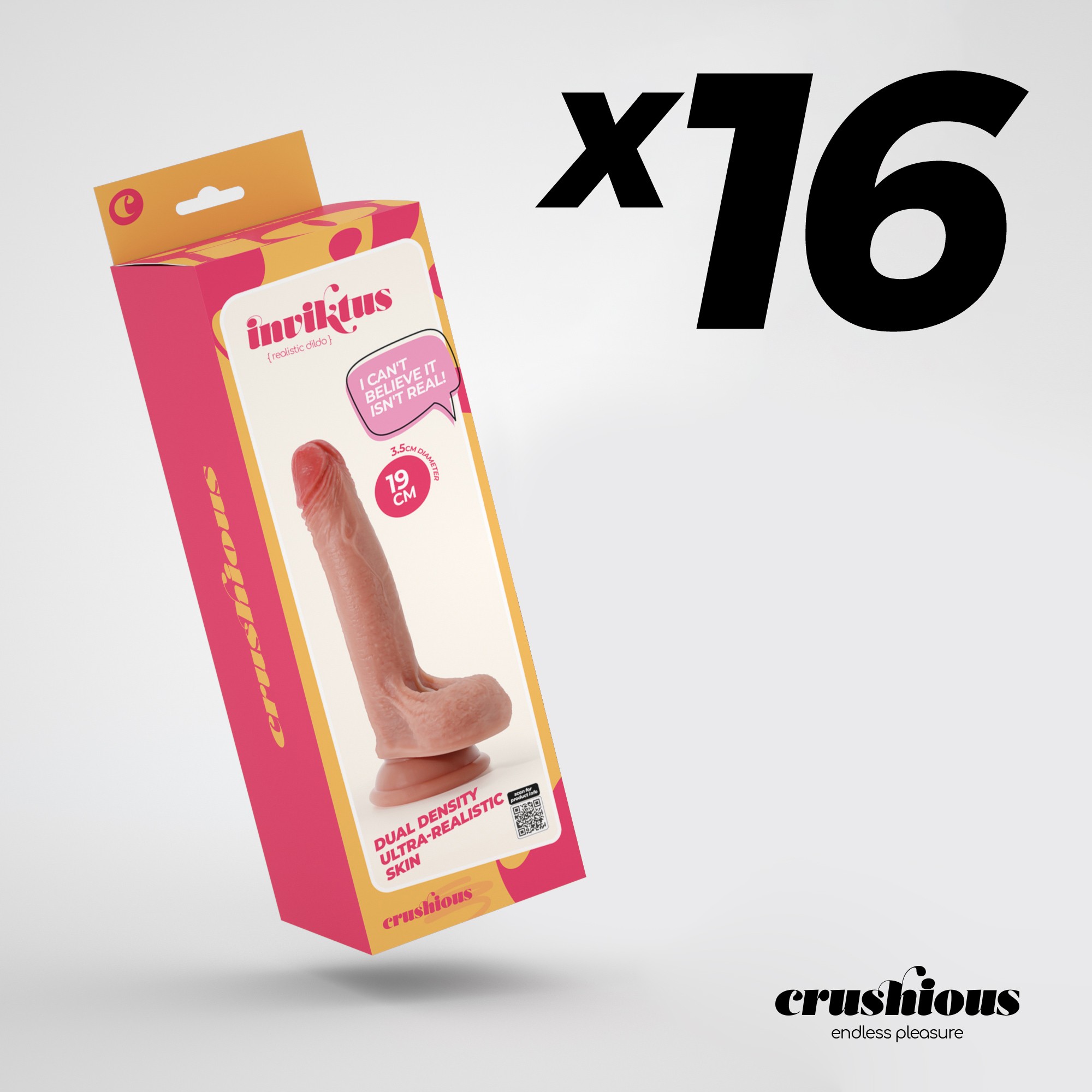 PACK DE 16 DILDO DE SILICONA LIQUIDA INVIKTUS 7 CRUSHIOUS PIEL