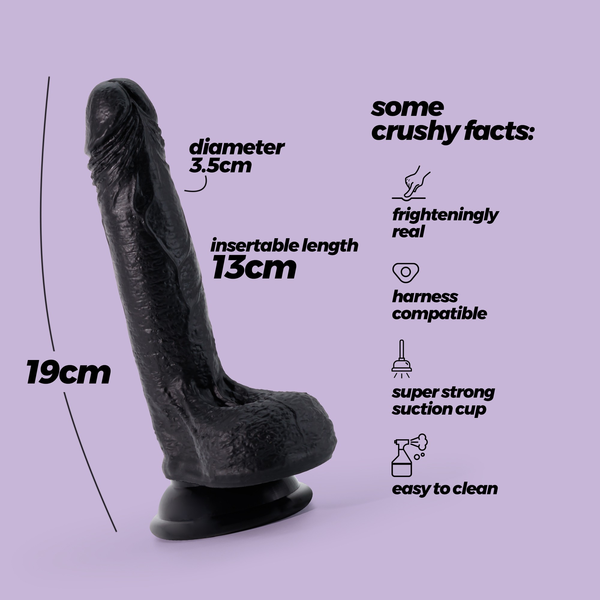 DILDO INVITIKTUS 7 IN SILICONE LIQUIDO CRUSHIOUS NERO