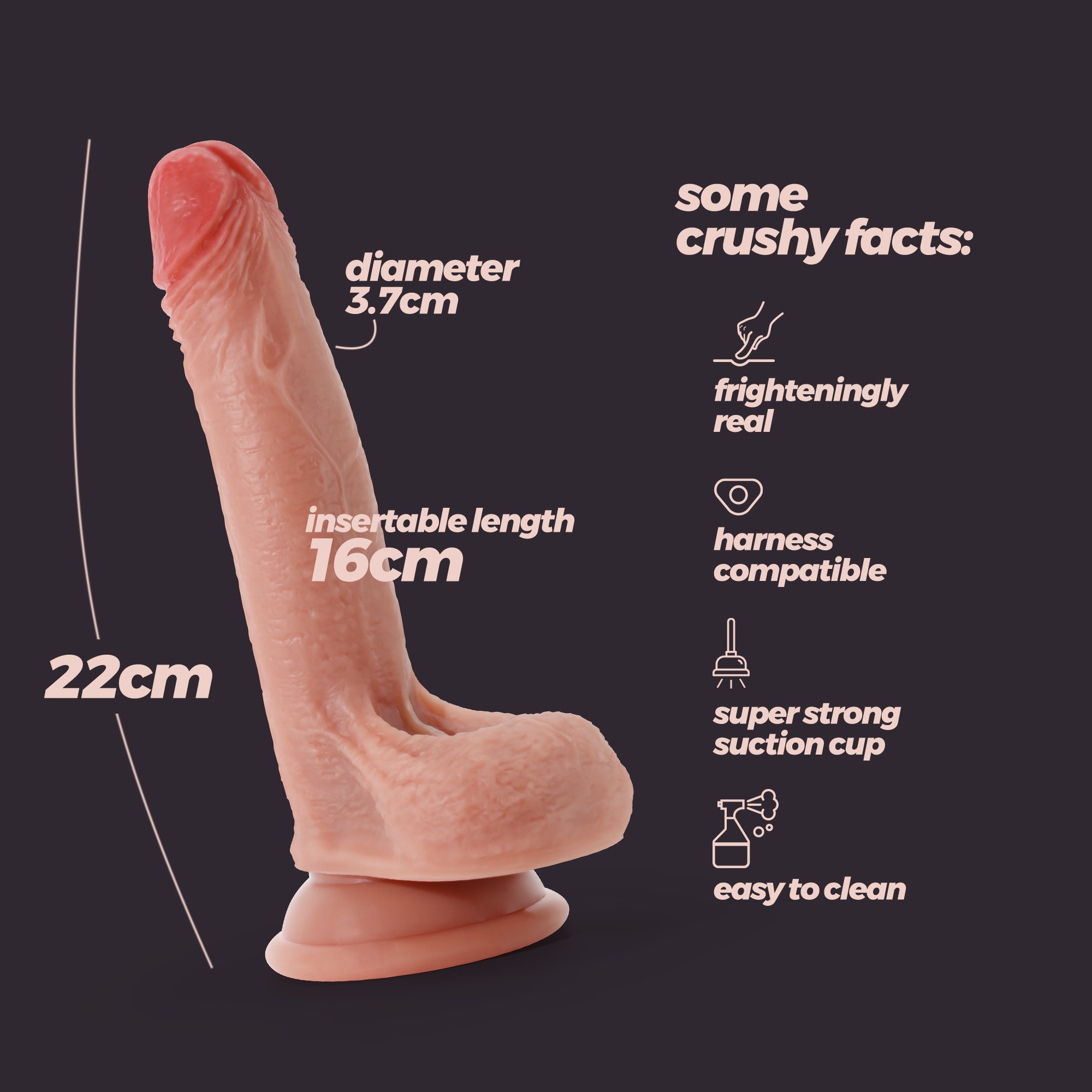 DILDO INVITIKTUS 8 IN SILICONE LIQUIDO CRUSHIOUS COLOR CARNE