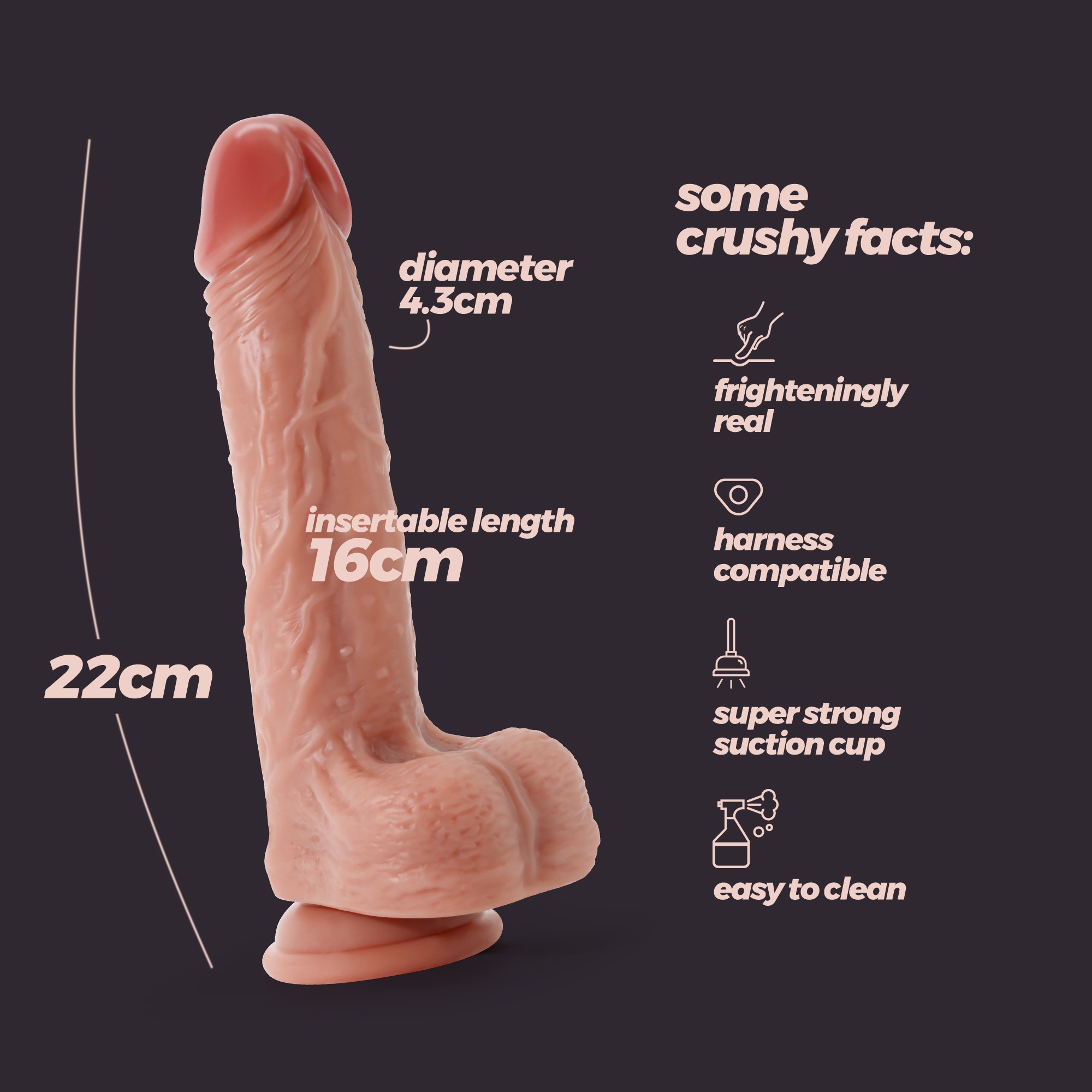 DILDO INVITIKTUS 8,5 IN SILICONE LIQUIDO CRUSHIOUS COLOR CARNE