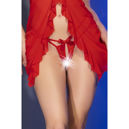 CHEMISE DE NUIT ET STRING CR-4696 ROUGE CHILIROSE