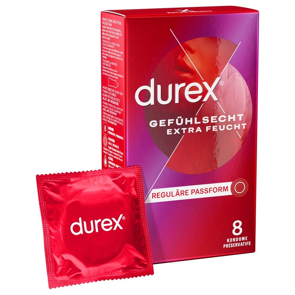 PRÉSERVATIFS GEFÜHLSECHT EXTRA FEUCHT 8 UNITÉS DUREX