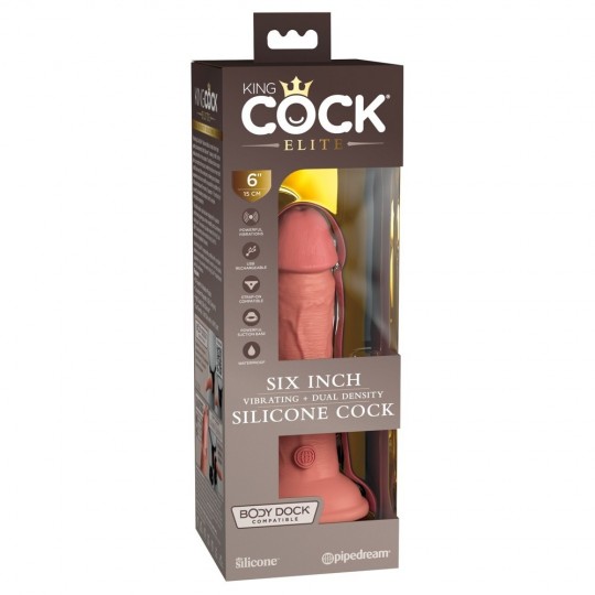 6&quot; VIBRATING + DUAL DENSITY SILICONE COCK