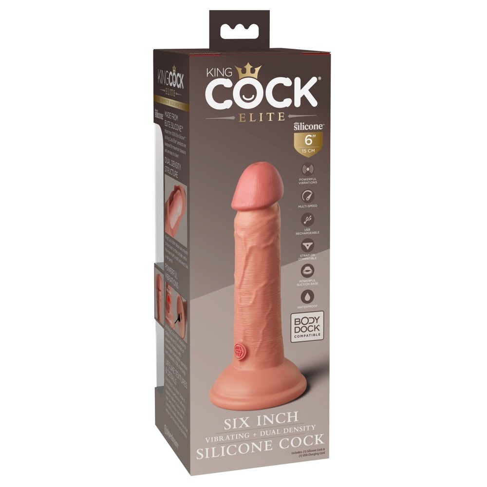 6&quot; VIBRATING + DUAL DENSITY SILICONE COCK