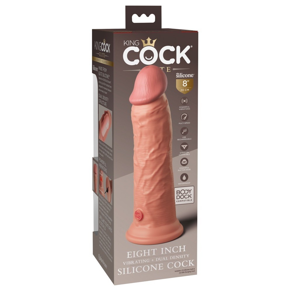 8&quot; VIBRATING + DUAL DENSITY SILICONE COCK