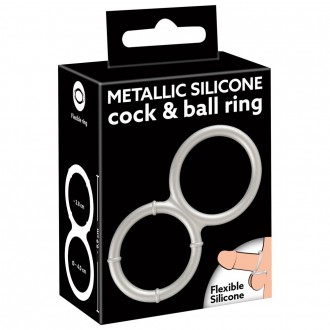 METALLIC SILICONE COCK AND BALL RING