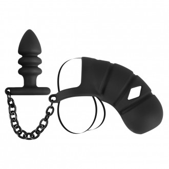 JAULA PARA PÉNIS COM PLUG ANAL BLACK VELVETS