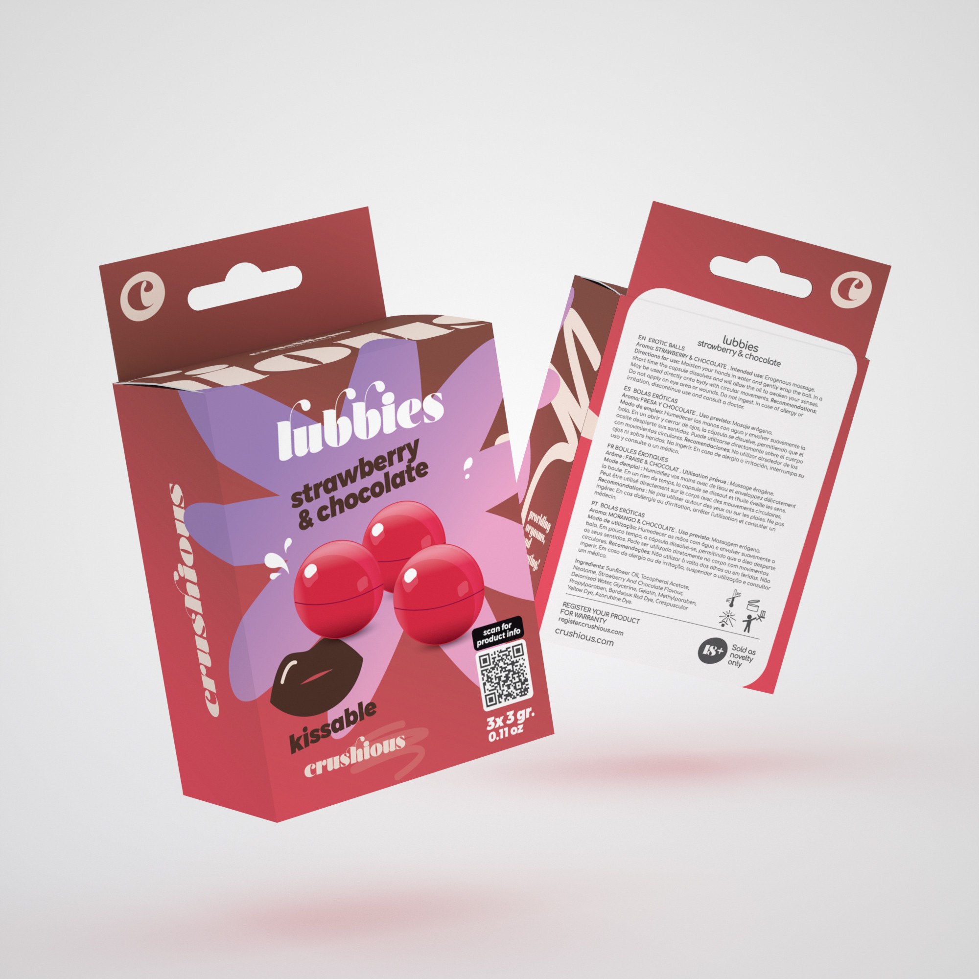 PALLINE DI OLIO LUBBIES BACIABILI ALLA FRAGOLA &amp; CIOCCOLATO CRUSHIOUS