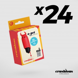 PACK DE 24 O-PET DIABLO CON BALA DE 10 VIBRACIONES ROJO CRUSHIOUS