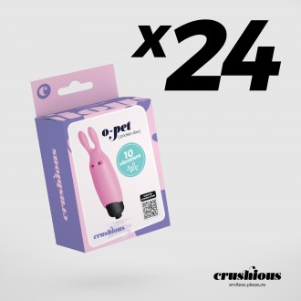 PACK DE 24 O-PET COELHO COM BALA DE 10 VIBRAÇÕES ROSA PASTEL CRUSHIOUS