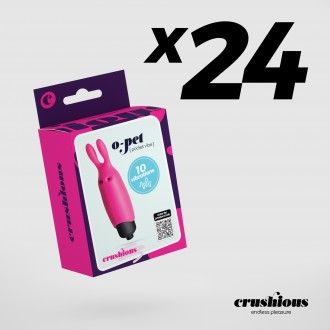 PACK OF 24 CRUSHIOUS O-PET RABBIT WITH 10 VIBRATION BULLET PASTEL PINK