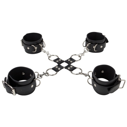 OUCH! LEATHER HAND AND LEG CUFFS BLACK