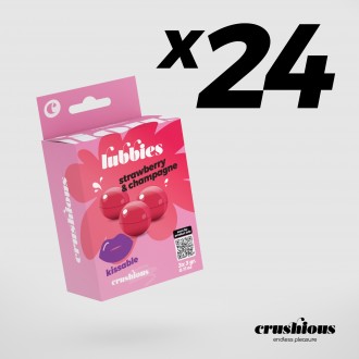 CONFEZIONE DA 24 PALLINE DI OLIO LUBBIES BACIABILI ALLA FRAGOLA & CHAMPAGNE CRUSHIOUS